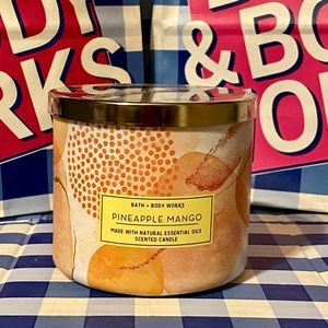 Pineapple Mango 3 Wick Jar glass Candle Bath & Body Works NEW Label scented